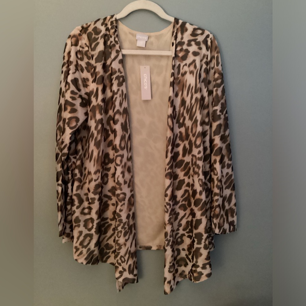 Chico’s mesh ocelot cardigan medium
